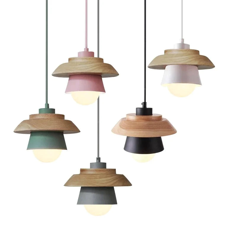 Nordic Wooden Pendant Light, Modern Hanging Lamp for Indoor Spaces