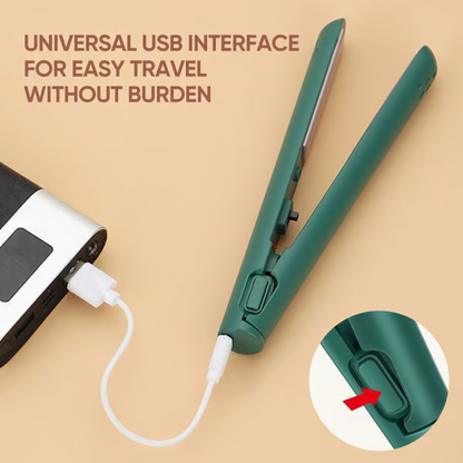 Portable Hair Curling and Straightening Iron with Ceramic Heating Panel and Floating Technology
