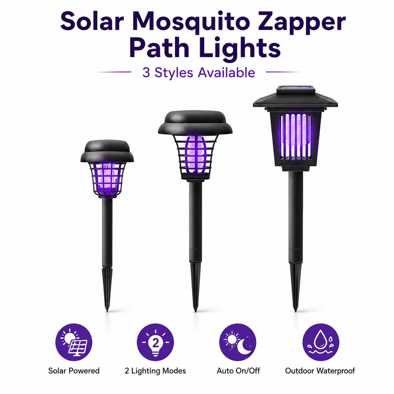 Solar Bug Zapper with Automatic Dusk Sensor and Dual Mode, Ground Stake Installation All Vera Mart