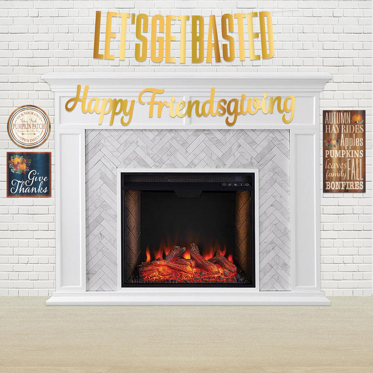 Gold foil Happy Friendsgiving letter banner set, 12 pack
