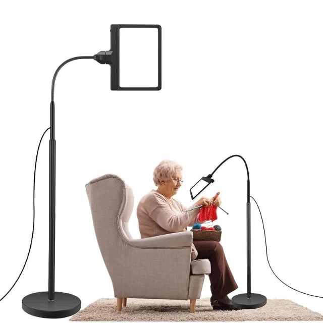 Magnifying Floor Lamp with 5X Full Page Lens and LED Lighting