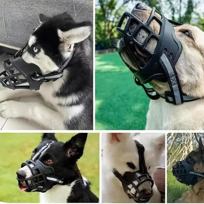 Breathable Mesh Dog Muzzle with Adjustable Straps and Breathable Polyester Design