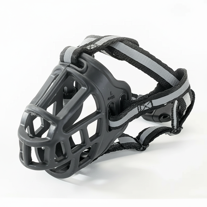 Breathable Mesh Dog Muzzle with Adjustable Straps and Breathable Polyester Design