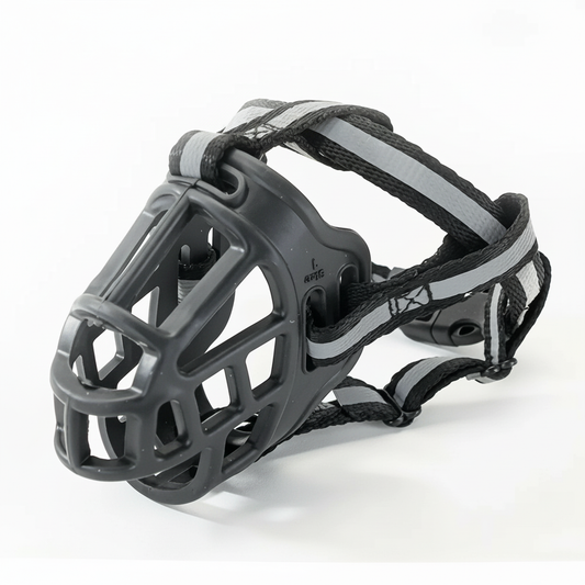 Breathable Mesh Dog Muzzle with Adjustable Straps and Breathable Polyester Design