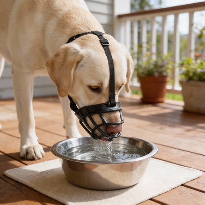 Breathable Mesh Dog Muzzle with Adjustable Straps and Breathable Polyester Design