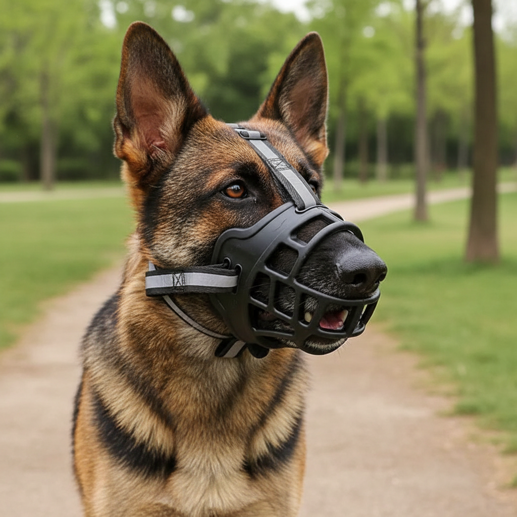 Breathable Mesh Dog Muzzle with Adjustable Straps and Breathable Polyester Design