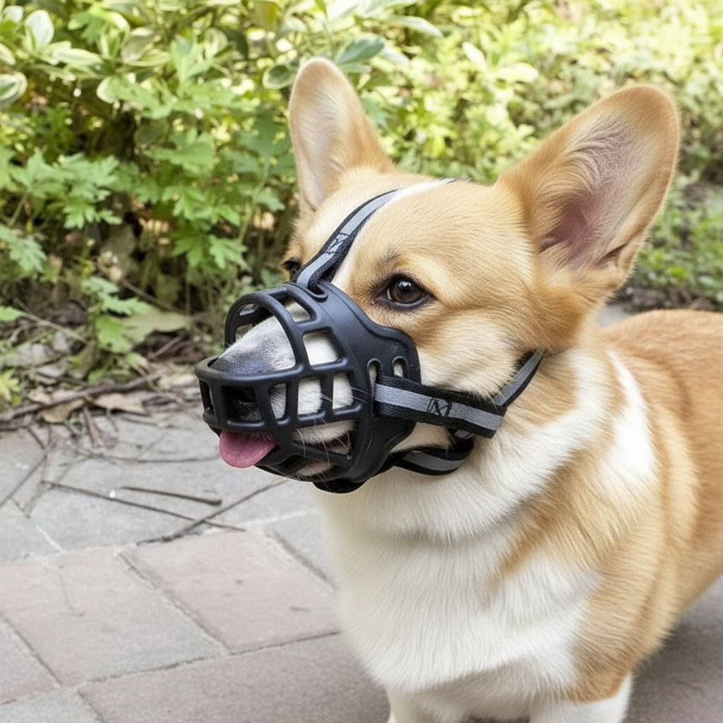 Breathable Mesh Dog Muzzle with Adjustable Straps and Breathable Polyester Design