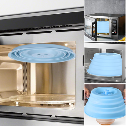 Collapsible Microwave Cover with Magnetic Ceiling Attachment and Steam Vents