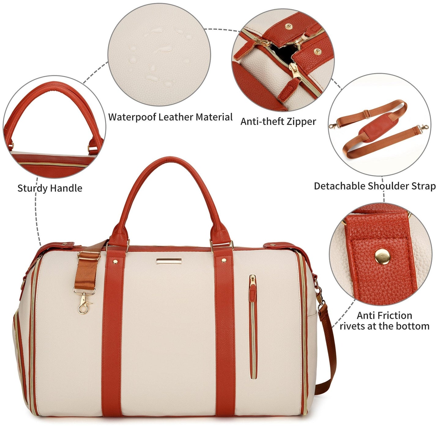 Carry On Duffel Bag with Hanging Garment Section and Shoe Compartment, 60L