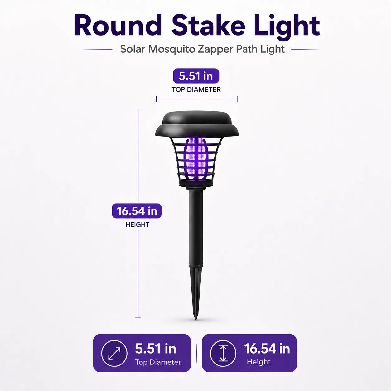 Solar Bug Zapper with Automatic Dusk Sensor and Dual Mode, Ground Stake Installation All Vera Mart
