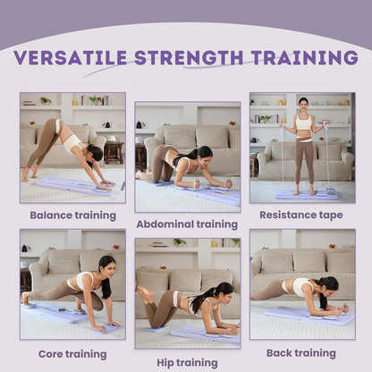 Portable Folding Balance Board with Resistance Bands for Home Pilates Training