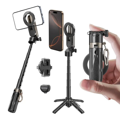 NEW - MAGIC JOHN 4-in-1 Multifunctional Magnetic Selfie Stick – 360° Rotation, Compact & Stylish, With wireless Bluetooth control, Magnetic Phone Holder for Selfies/Video Recording/Vlogging, Compatible with Most Phone Modes summerwins allveramart
