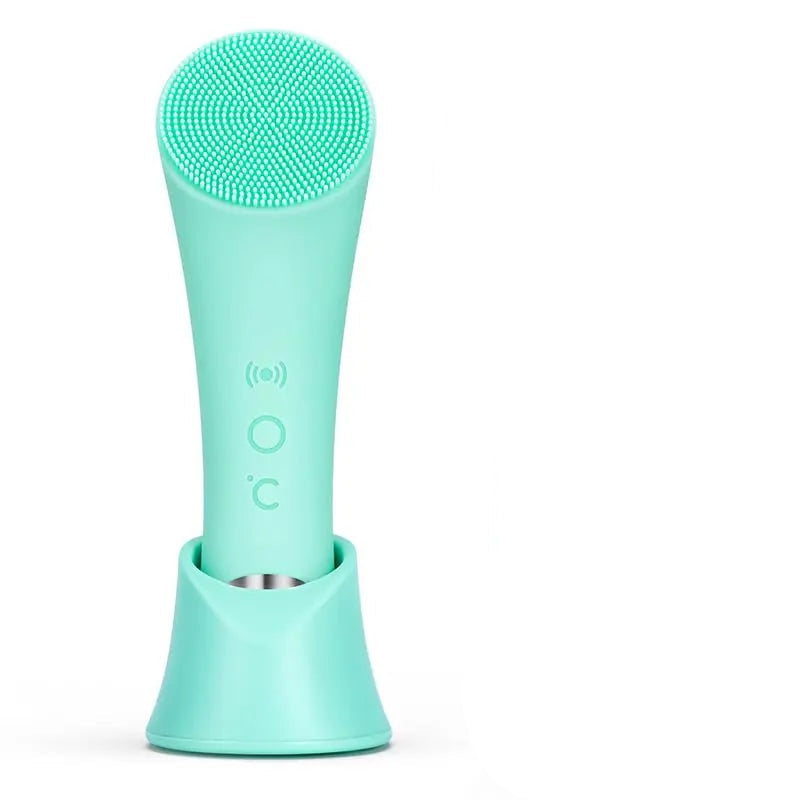 Electric Facial Cleansing Silicone Brush, Heatable Vibrating Face Scrubber with Massage, Silicone Face Scrubber for Women & Men, Electric Facial Cleanser for Deep Cleansing, Gentle Exfoliating.SummerWins DealsForYouDays allveramart