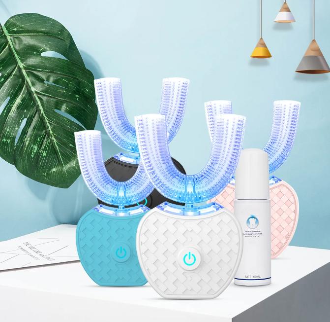 U-Shaped Electric Toothbrush with 360 Coverage and Blue Light Stain Re ...
