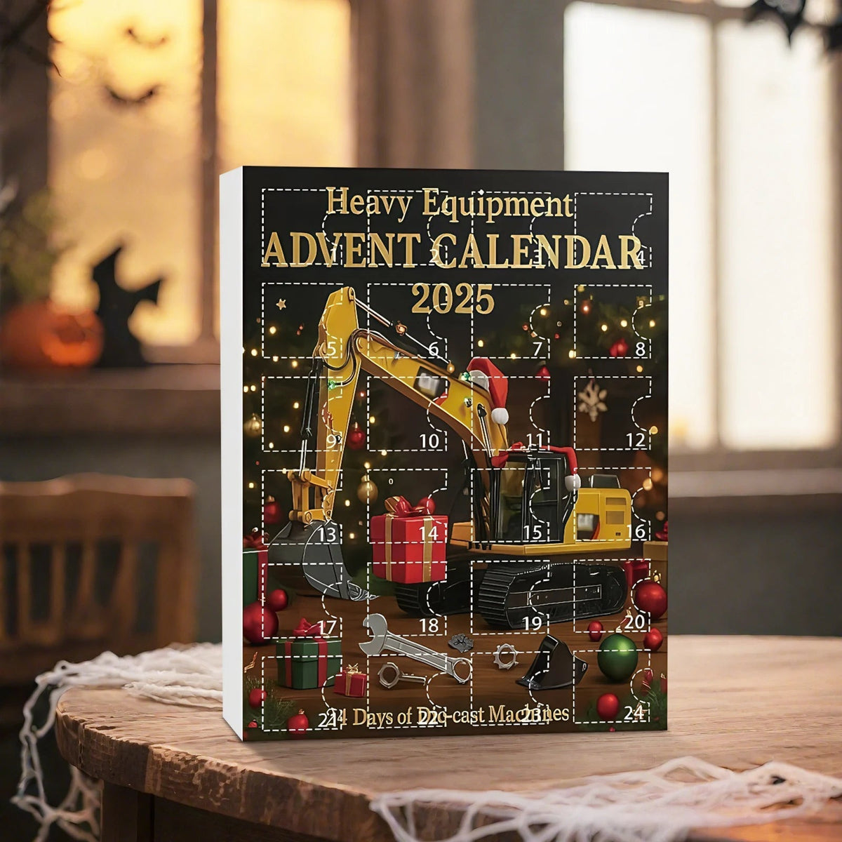 Construction Vehicle Calendar with 24 Acrylic Ornaments to Hang on the Tree One Day at a Time