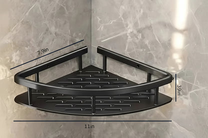 Wall Mounted Shower Caddy with Aluminum Curved Design and Drainage Holes