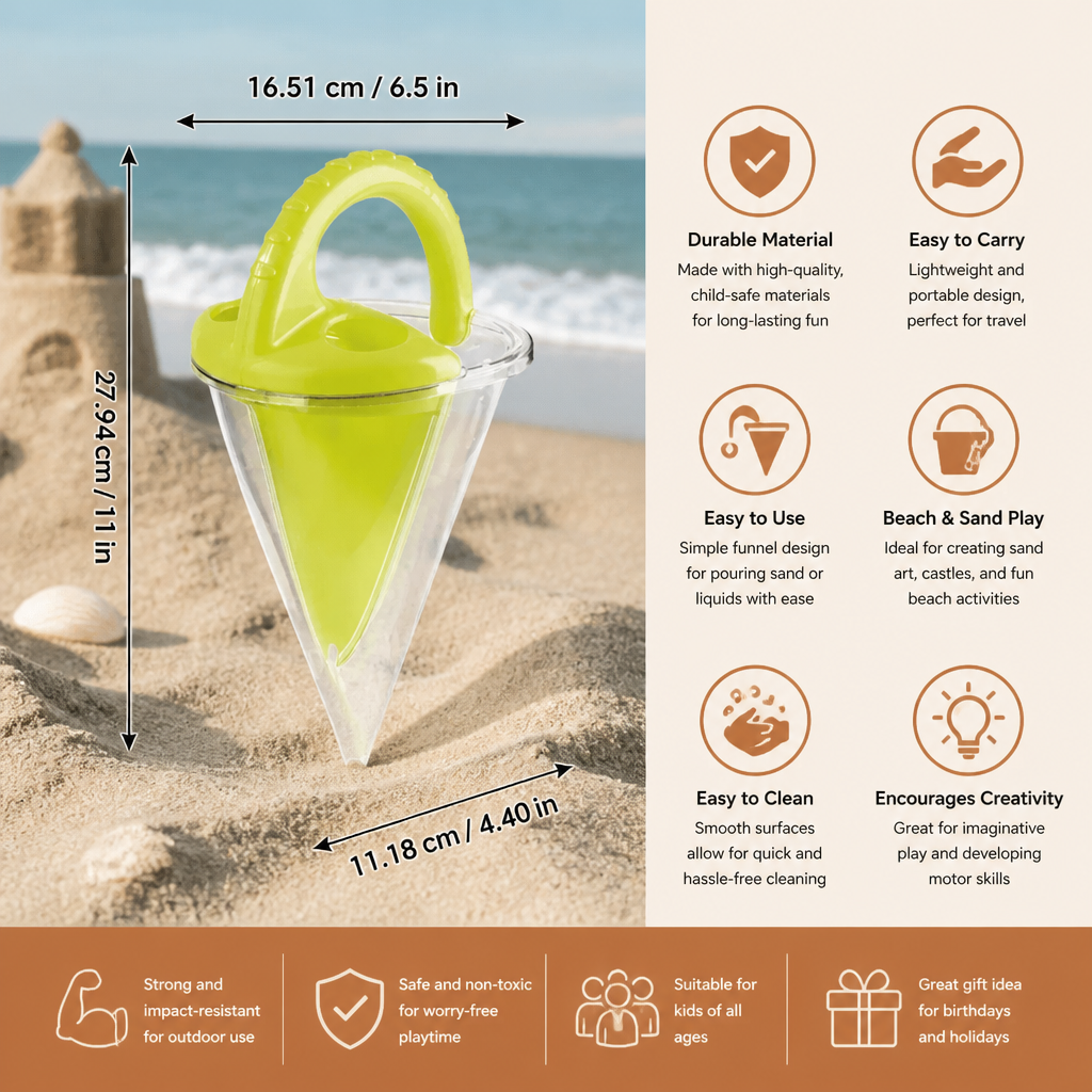 Kids Beach Sand Funnel Toy for Pouring and Drawing Patterns in Sand