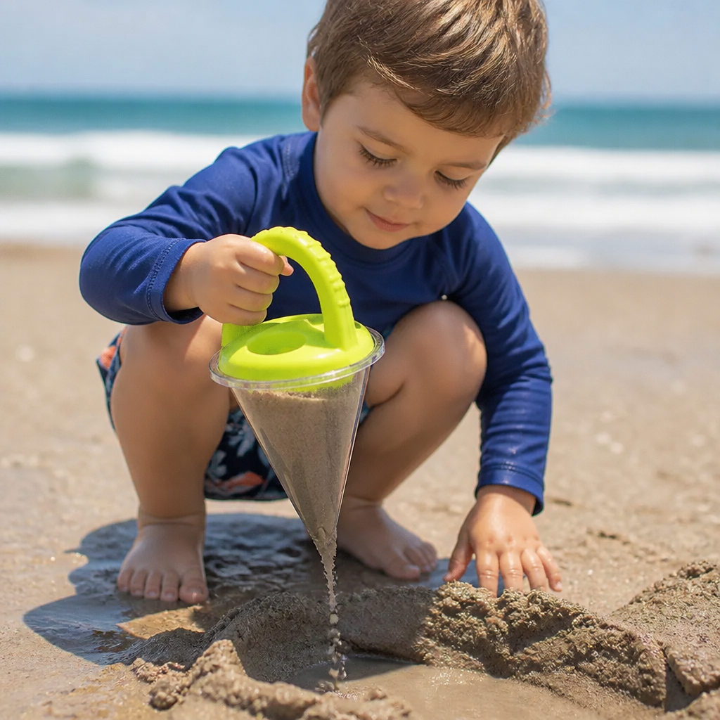 Kids Beach Sand Funnel Toy for Pouring and Drawing Patterns in Sand