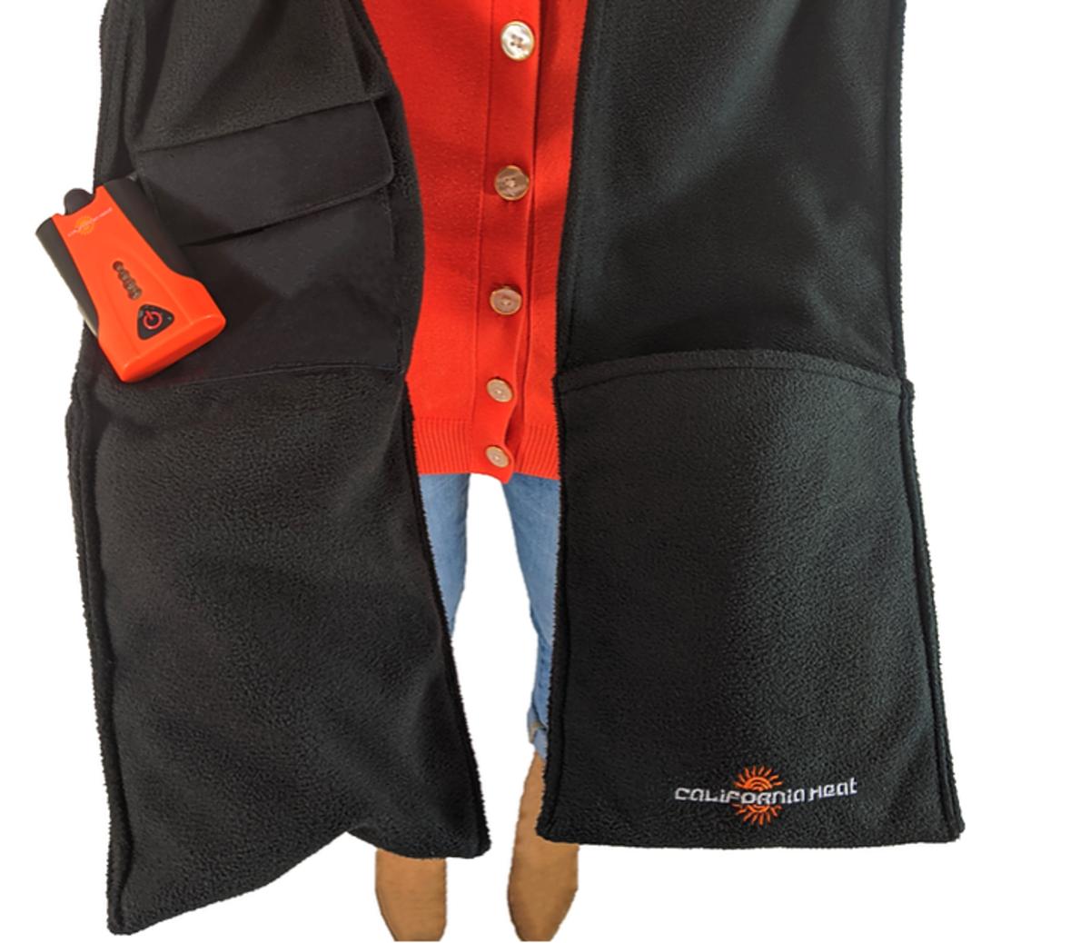 Rechargeable Battery Heated Scarf with 3 Heating Zones and Water Resistant Fleece