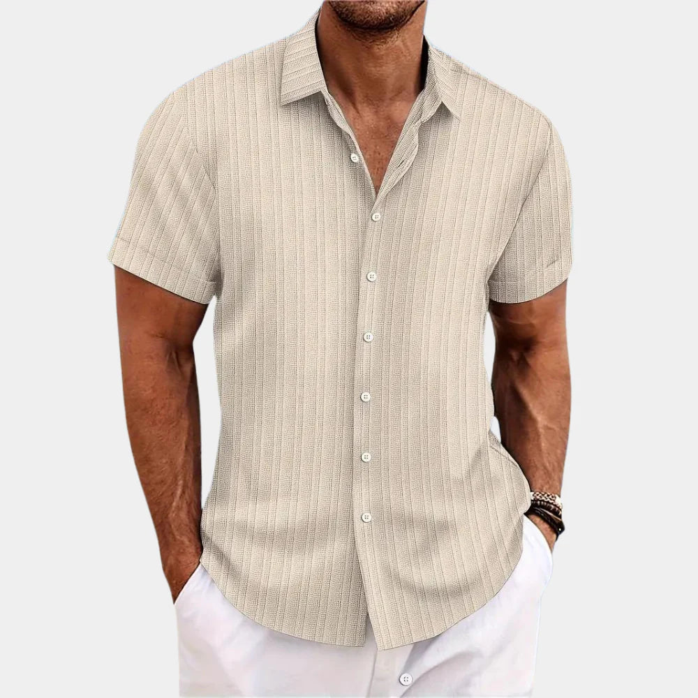 Breathable Linen Cotton Shirt with Open Stitch Closure and Regular Fit