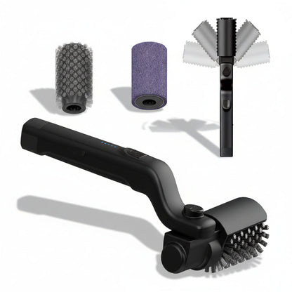 Electric BBQ Grill Brush with Rotating Bristles and Rechargeable Battery, Includes 2 Replacement Heads
