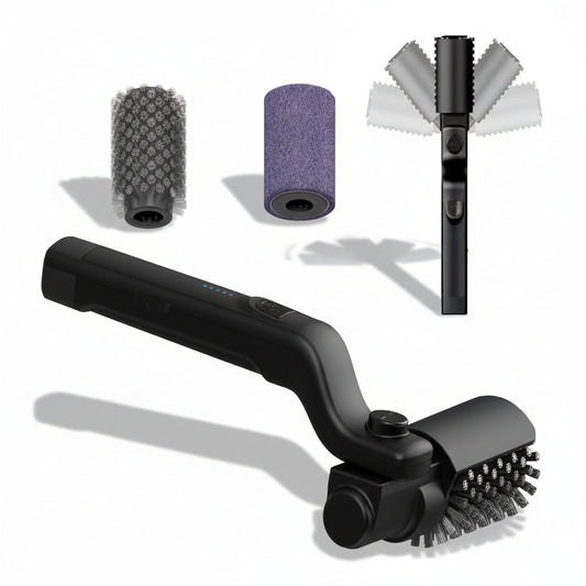 Electric BBQ Grill Brush with Rotating Bristles and Rechargeable Battery, Includes 2 Replacement Heads