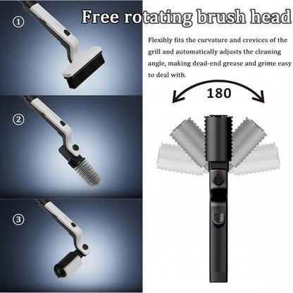 Electric BBQ Grill Brush with Rotating Bristles and Rechargeable Battery, Includes 2 Replacement Heads