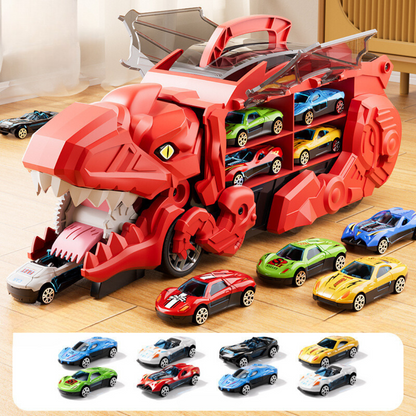 Transforming Dinosaur Truck with Car Feeding Action and Flashing Lights