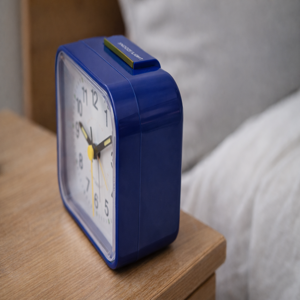 Silent Alarm Clock with Night Light and Snooze Function, Analog Display