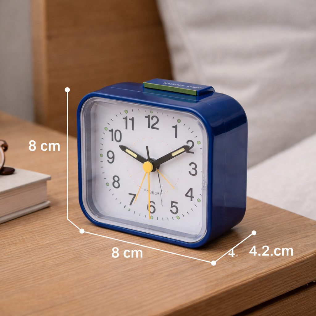 Silent Alarm Clock with Night Light and Snooze Function, Analog Display