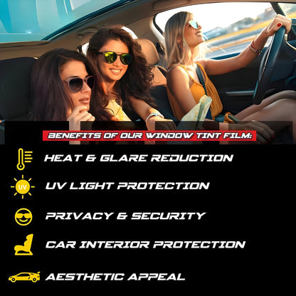 Car Window Tint Film with Heat and Glare Reduction, 20ft Roll