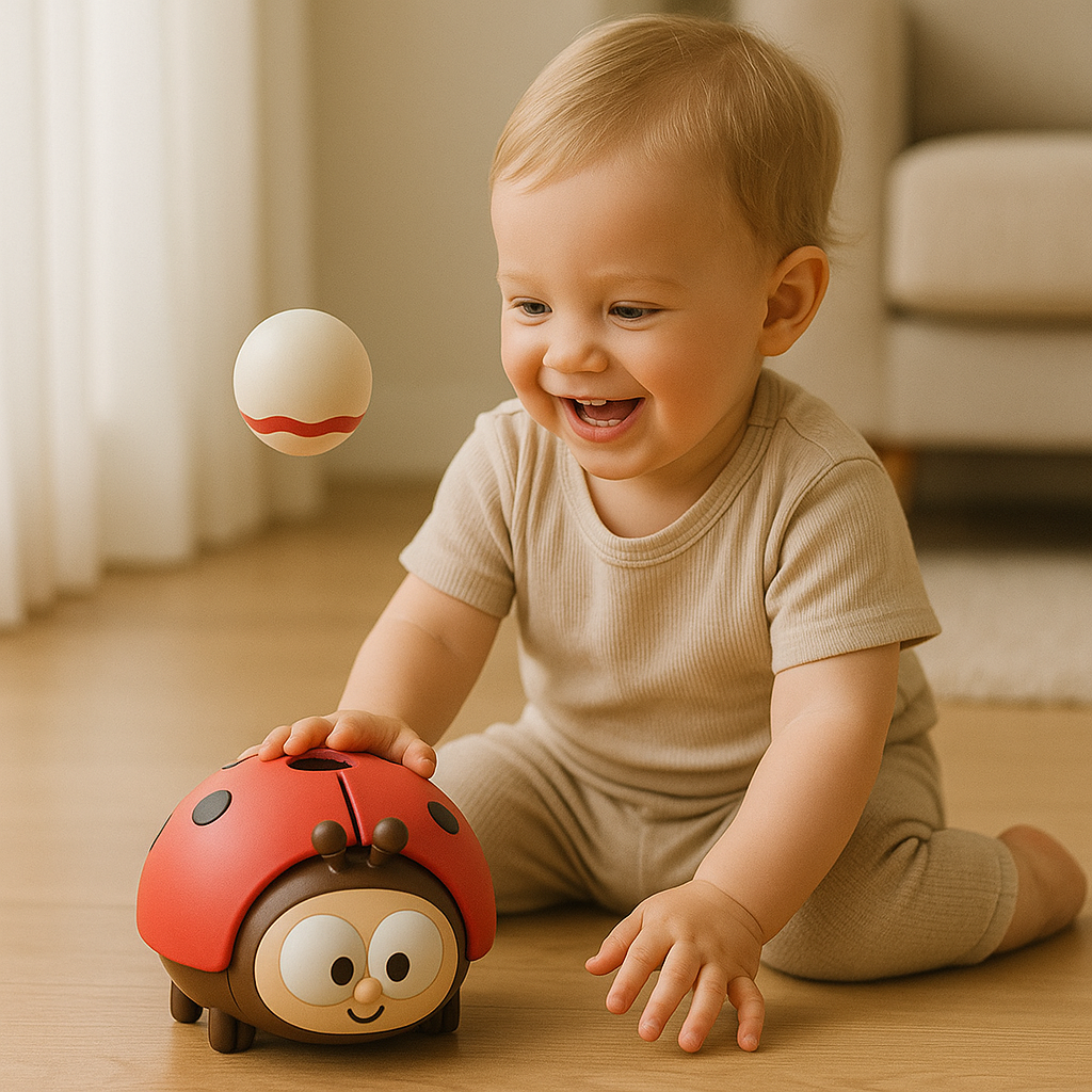 Ladybug Air Balloon Toy with Button Activation for Babies
