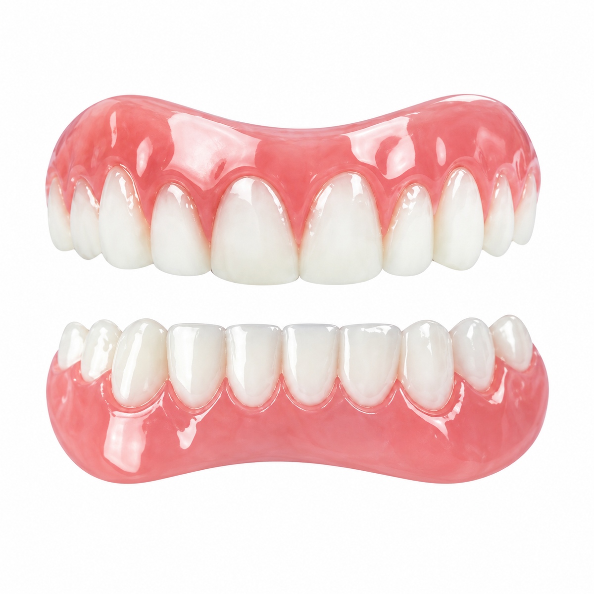 Flexible Silicone Denture Set with Separate Upper and Lower Pieces for Adults