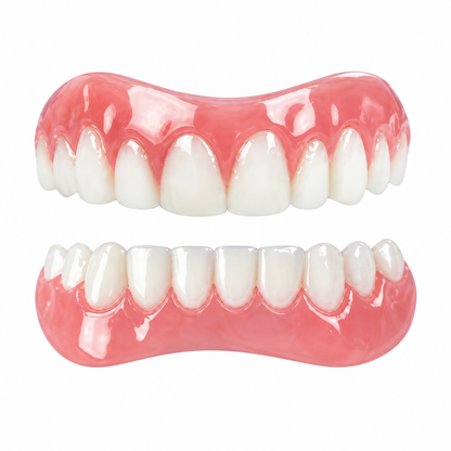 Flexible Silicone Denture Set with Separate Upper and Lower Pieces for Adults