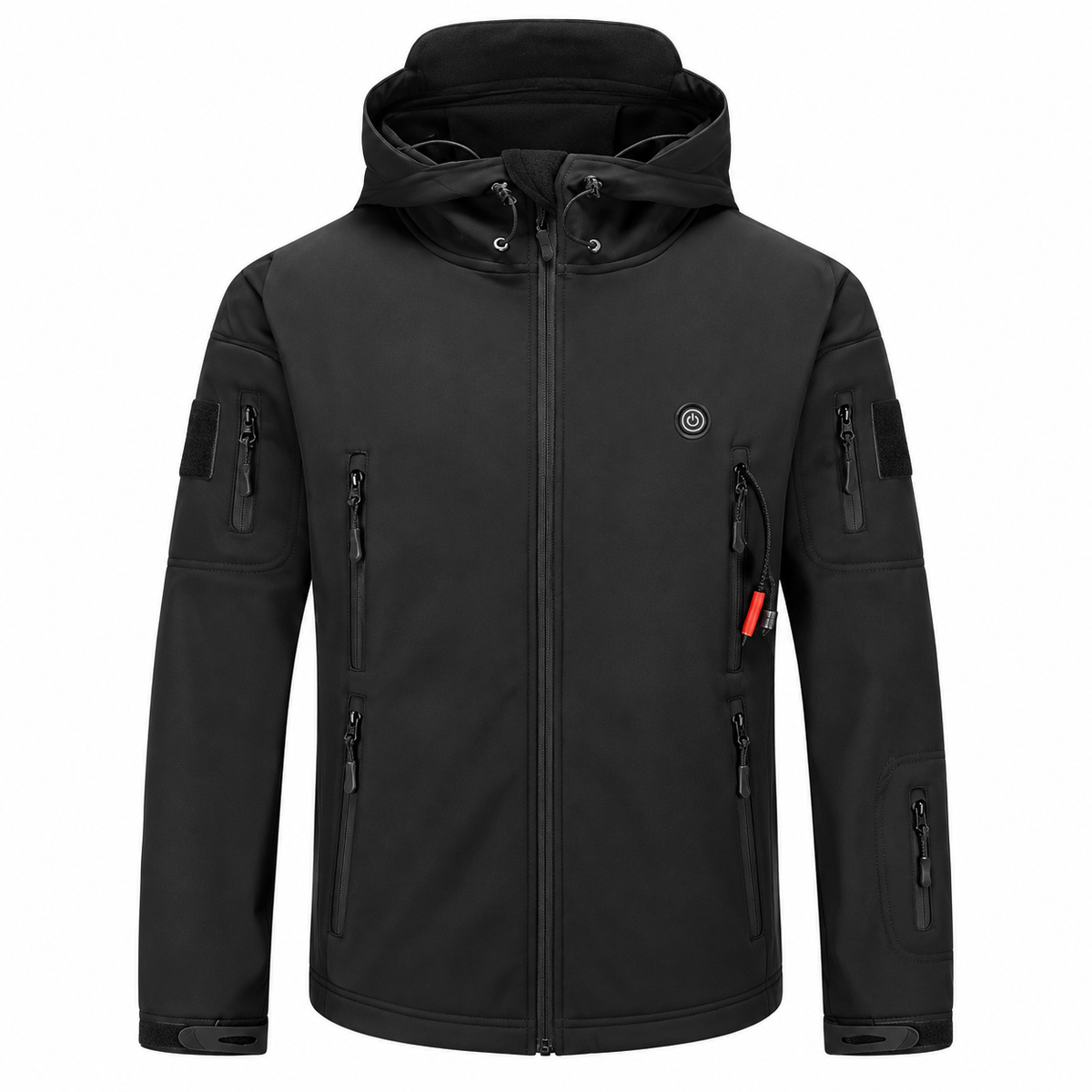 Heated Outdoor Jacket with 7-Zone Carbon Fiber Elements and Adjustable Hood, Camouflage