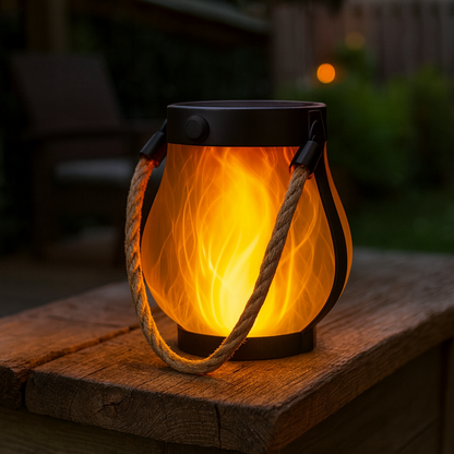 Outdoor Solar Lantern with Flickering Flame Effect and Dual Charging Modes, Waterproof