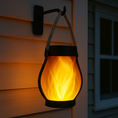 Outdoor Solar Lantern with Flickering Flame Effect and Dual Charging Modes, Waterproof