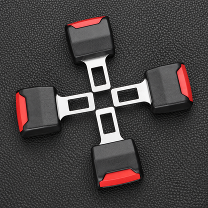 Set of Two Black Seat Belt Clips in Plastic and Metal, About 3 by 1.5 by 0.75 Inches Each