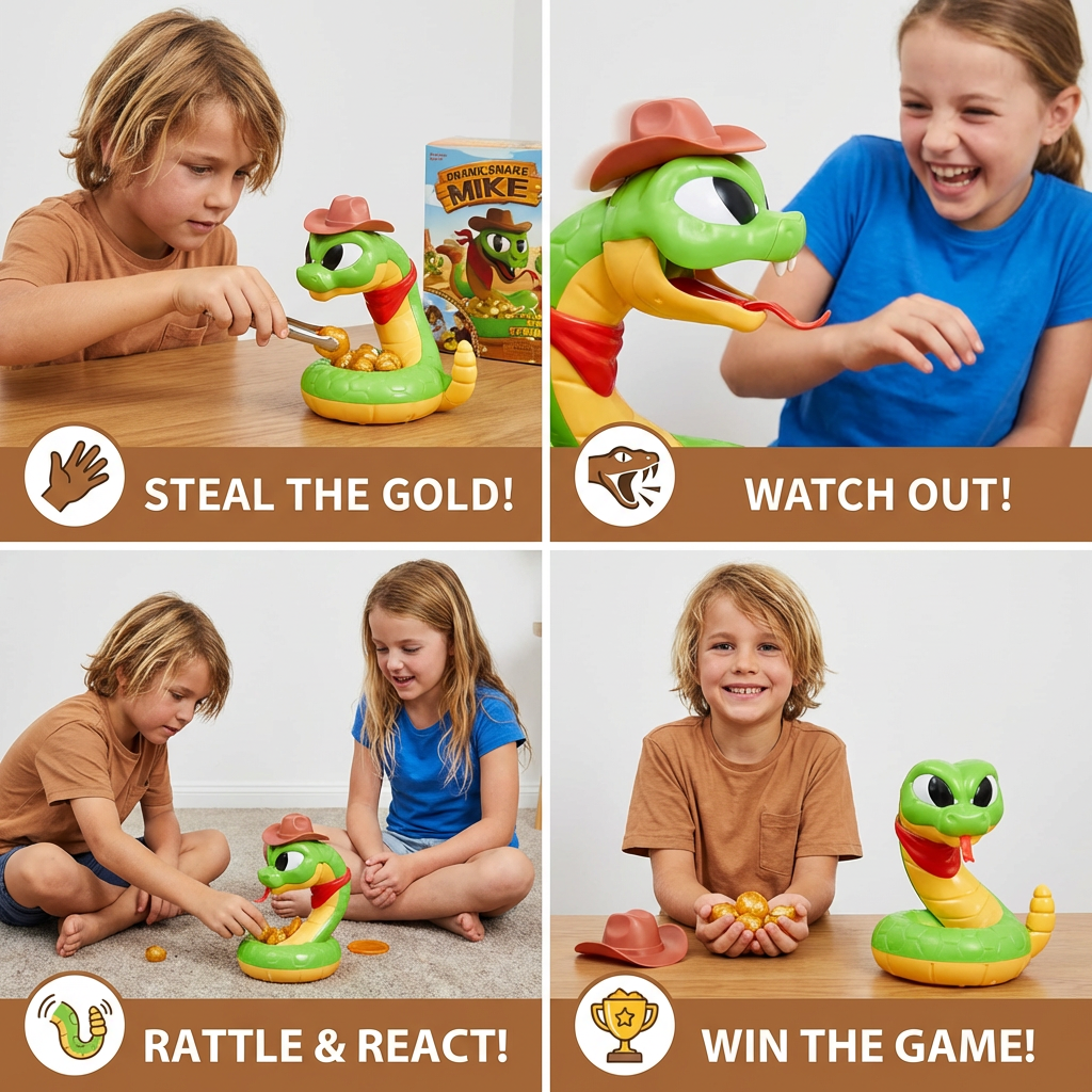 Interactive Rattlesnake Reaction Game Toy with Surprise Movements for Playing with Friends and Family
