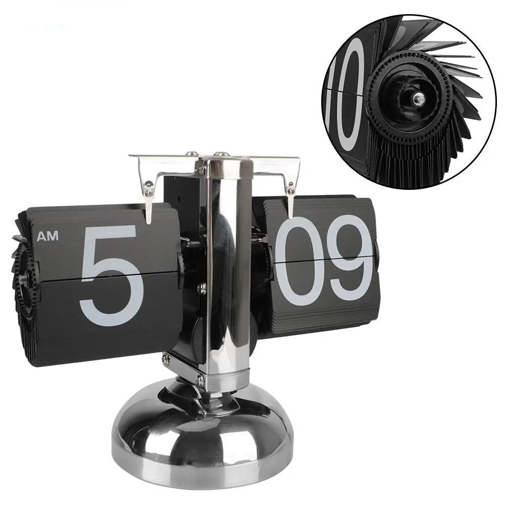 Flip Card Desk Clock with Silent Quartz Movement and Large Numbers