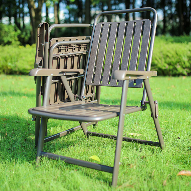 Foldable Camping Chair with Carbon Steel Frame and Built-In Footrest, Armrest Support