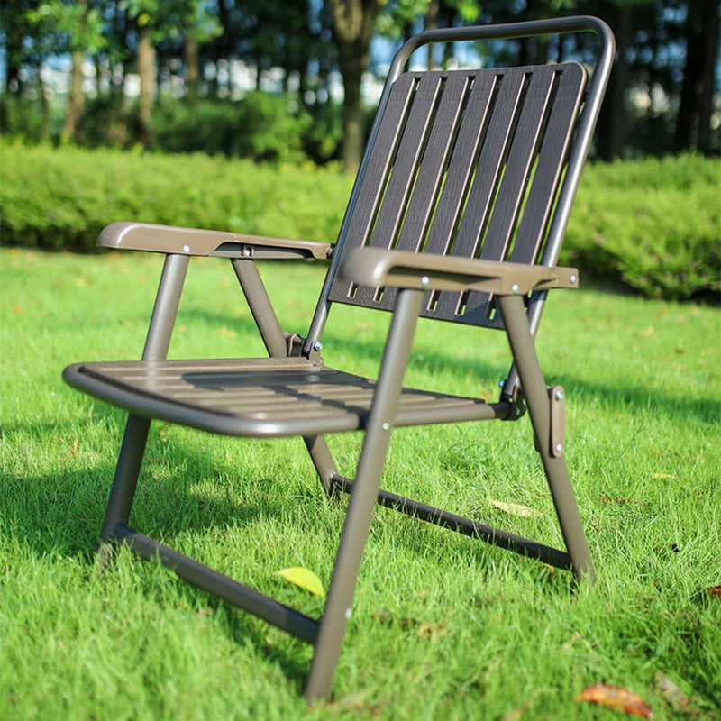 Foldable Camping Chair with Carbon Steel Frame and Built-In Footrest, Armrest Support