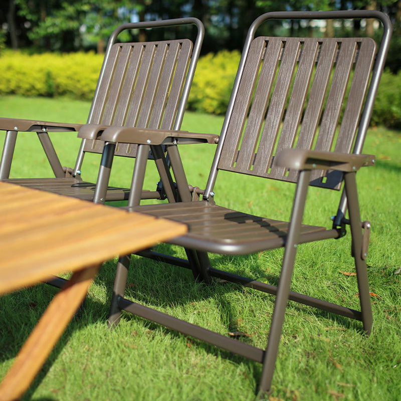 Foldable Camping Chair with Carbon Steel Frame and Built-In Footrest, Armrest Support