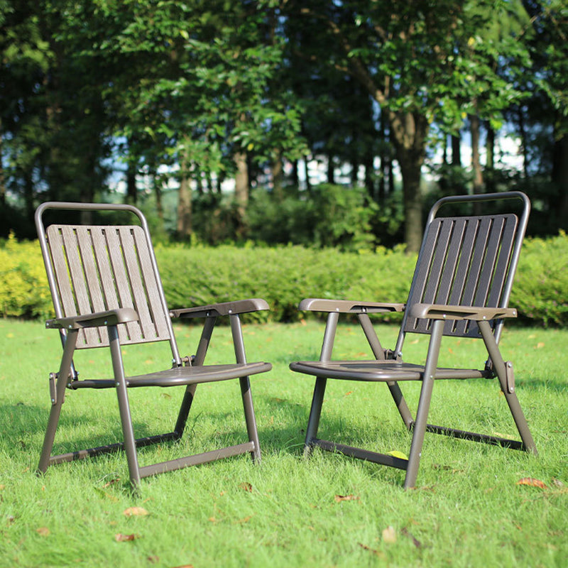 Foldable Camping Chair with Carbon Steel Frame and Built-In Footrest, Armrest Support