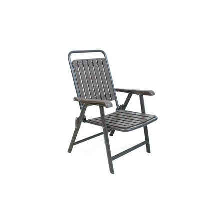Foldable Camping Chair with Carbon Steel Frame and Built-In Footrest, Armrest Support