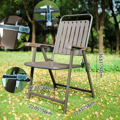 Foldable Camping Chair with Carbon Steel Frame and Built-In Footrest, Armrest Support