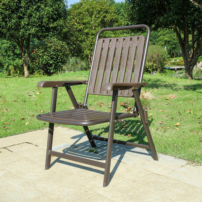 Foldable Camping Chair with Carbon Steel Frame and Built-In Footrest, Armrest Support