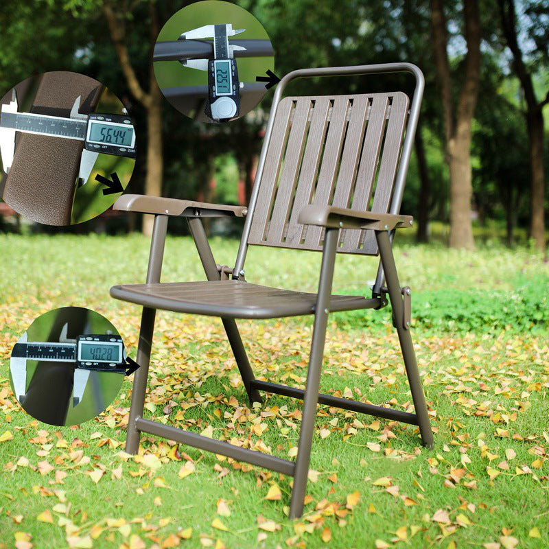 Foldable Camping Chair with Carbon Steel Frame and Built-In Footrest, Armrest Support