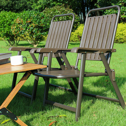 Foldable Camping Chair with Carbon Steel Frame and Built-In Footrest, Armrest Support