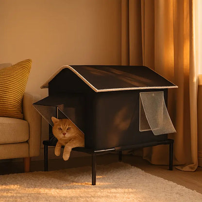 Elevated Pet Bed with Moisture Resistant Oxford Fabric and Steel Frame for Cats and Dogs